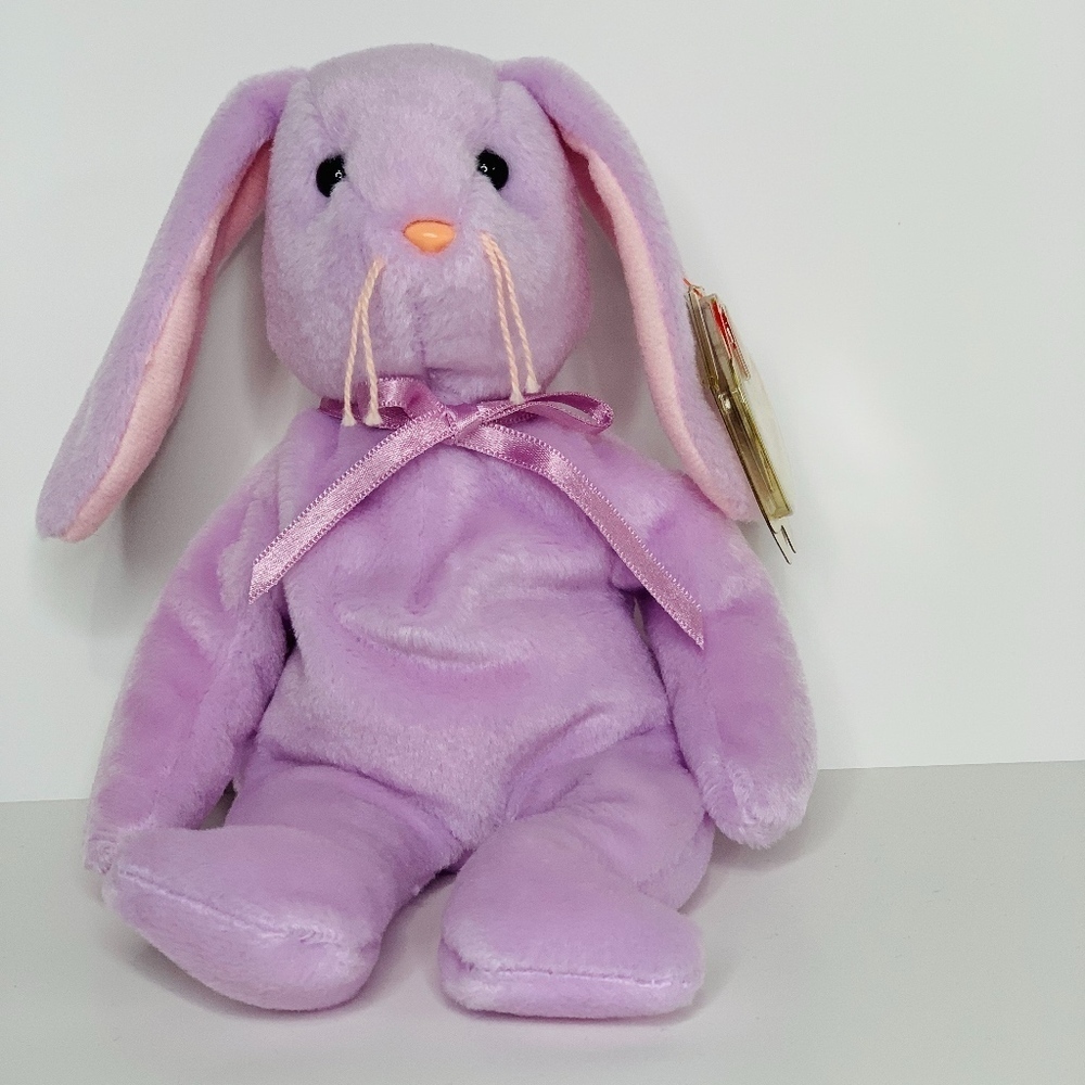 1996 Purple TY Floppity (Rabbit) Beanie Baby.